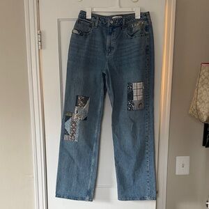 Abercrombie & Fitch Blue Patchwork Straight Leg Jeans